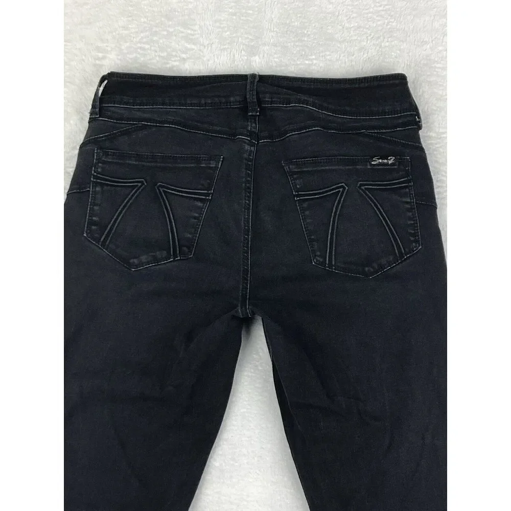 Seven‎ 7 Womens Mid Rise Black Legging Jeans Size 12
